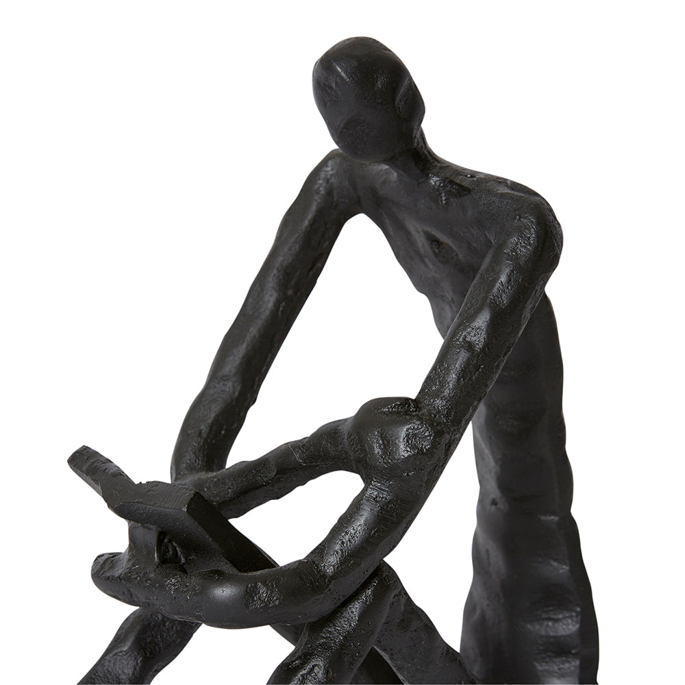 Man Reading Sculpture – Black